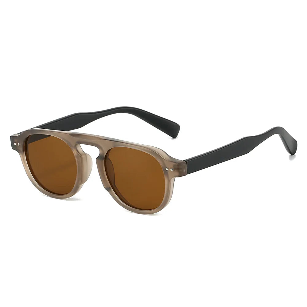 JNPCXI New Retro Square TR90 Women Sunglasses Fashion Rivets Men Punk Gradient Tea Sun Glasses Shades UV400