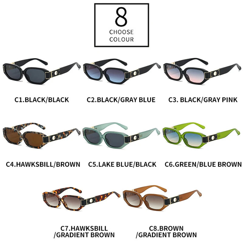 JNPCXI New Polygon Rectangle Women Sunglasses Fashion Gradient Green Shades UV400 Men Trending Outdoor Sun Glasses