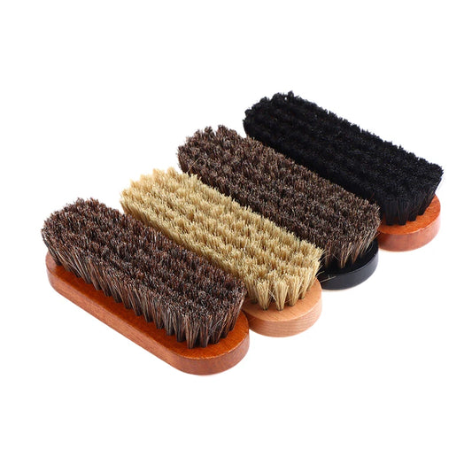 Handle Details Polishing, Cleaning Brush Horse Hair Wood Brush Leather Shoe Care