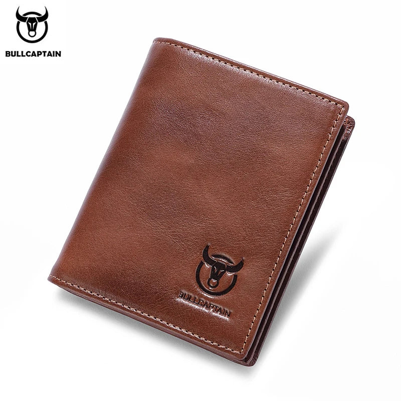 BULLCAPTAIN New 100% Leather Men's Wallet High Quality Product Leather Men's Wallet Multifunctional Card Slot Short Wallet QB017