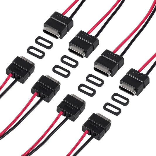 8pcs USB Connector Type-C Female Chassis 2 Pin for DIY, 2.5A 5V Waterproof Grade IP67 Female Chassis 2P Solder Wire Type USB C