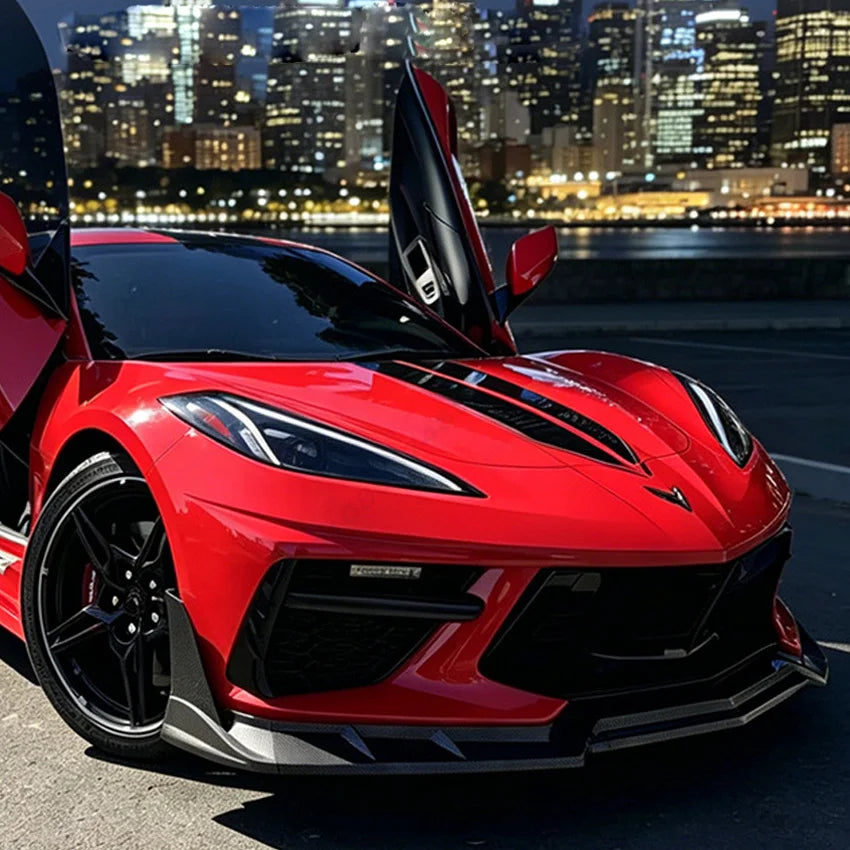 For Chevrolet Corvette C8 2 Door Z51 Stingray STG 3 2020-2026 Car Front Bumper Lip Spoiler Diffuser Body Kits Splitter Trims