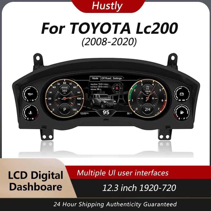 Digital Instrument Cluster For TOYOTA Lc200 2008-2020 LCD Cluster Instrument  12.3-inch HD display 1920*720,plug-and-play