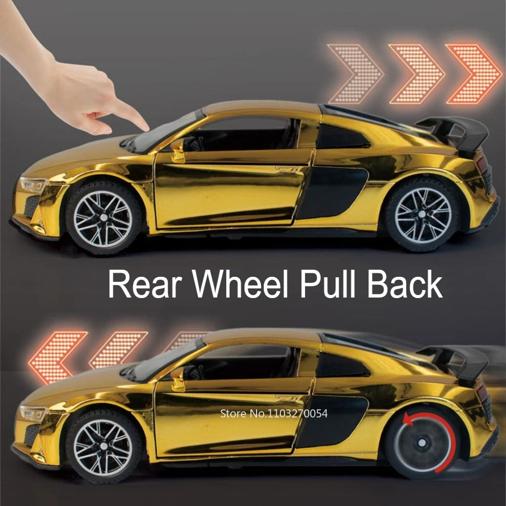 1:32 R8 V10 Plus Lambor URUS Alloy Diecast Model Toys Car Doors Opened Sound Light Pull Back Miniature Vehice Kids Birthday Gift