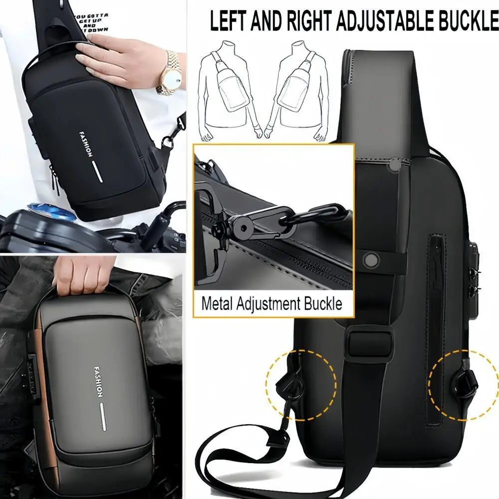 Men's anti-theft chest bag, fashion motorcycle, sports backpack, durable fabric