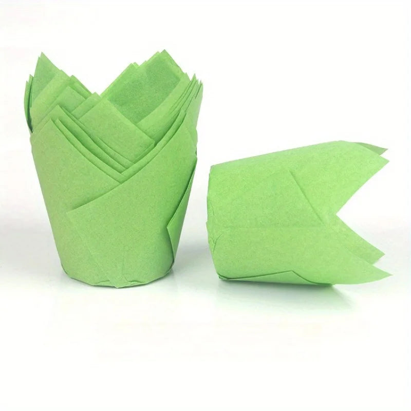 50pcs, Tulip Muffin Cups, Tulip Cupcake Liners, Elegant Party & Holiday Baking Cups for Christmas, Birthdays, Weddings
