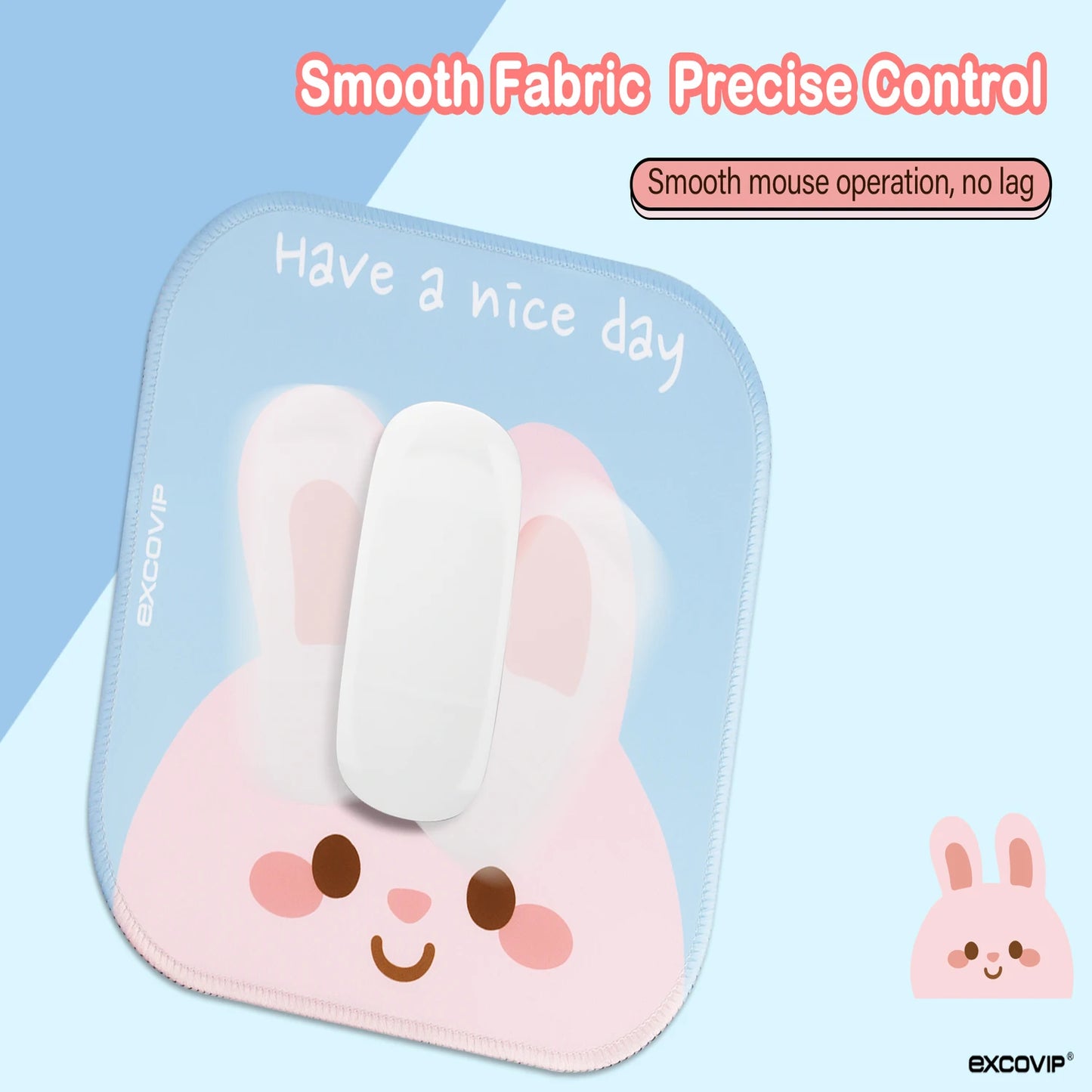 EXCO Cute Mouse Pad Small with Stitched Edge Square Gaming Computer Mousepad Mat Non-Slip Rubber Base for Office Home Portable