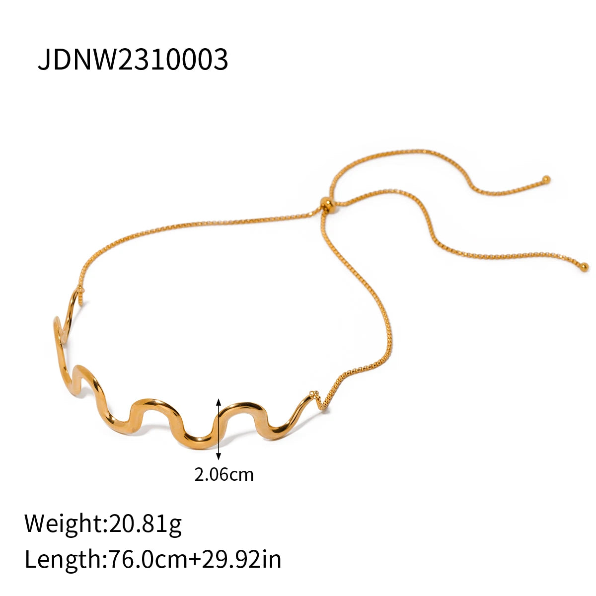 Uworld 18k gold color stainless steel wave pull-out necklace Women Statement Metal Plated Trendy Fashion 2023 Jewelry  목걸이