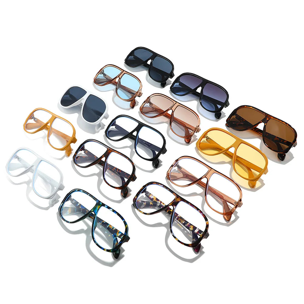 JNPCXI Retro Double Bridges Men Pilot Sunglasses Fashion Tea Rivets Decoration Shades UV400 Women Trending Sun Glasses