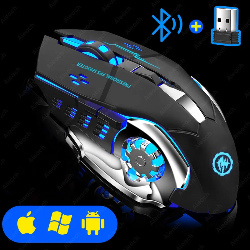 Rechargeable Wireless Bluetooth Gaming E-Sports Mouse USB Silent Backlit for PC