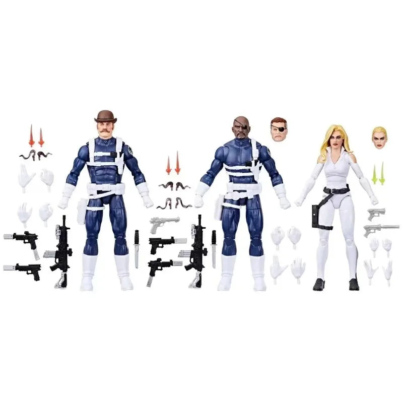 Original Hasbro Marvel Legends Series S.H.I.E.L.D. (Nick Fury, Sharon Carter, and Dum Dum Dugan) Action Toy Figure Collection