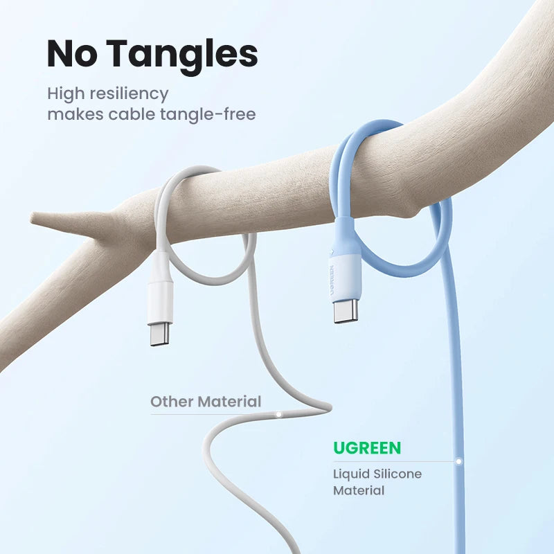 UGREEN 60W USB C To Type C Cable For iPhone 17 16 15 Fast Charging Cable For Macbook Xiaomi Samsung Liquid Silicone USB Cable
