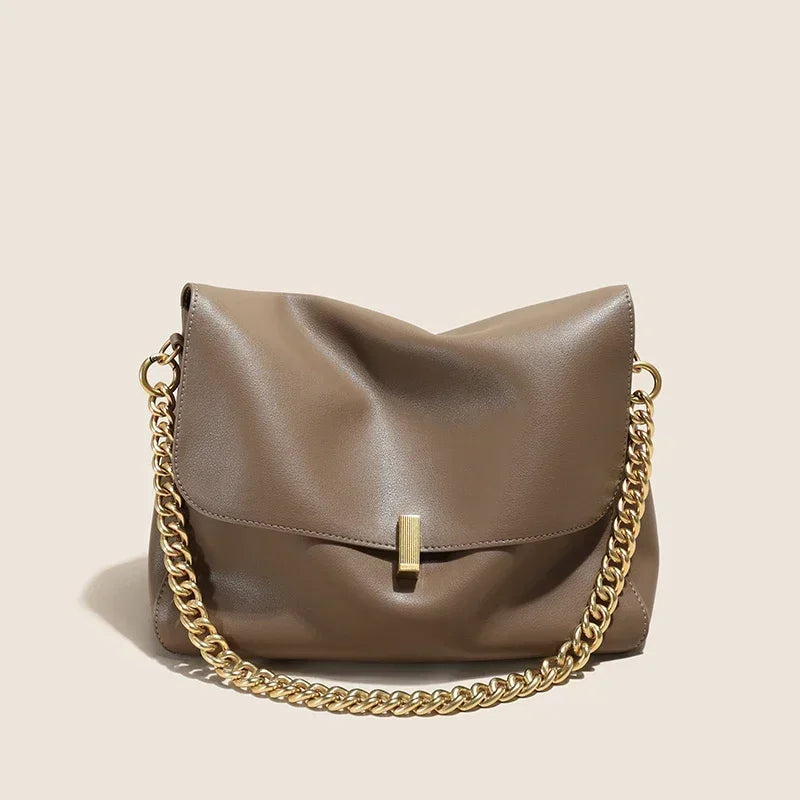 2025 New Genuine Cow Leather Shoulder Chain Bag For Women Large Capacity Crossbody Handbag Messenger Tote Bag Luxury  Handbags
