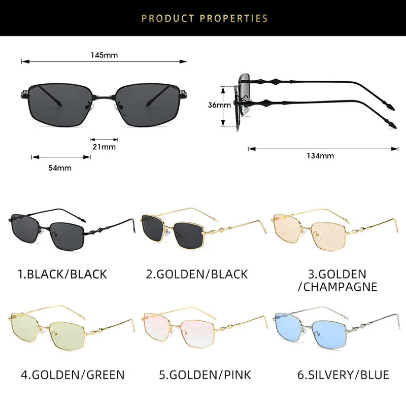 JNPCXI New Polygon Rectangle Women Sunglasses Fashion Gold Tea Gradient Shades UV400 Men Blue Tea Punk Sun Glasses
