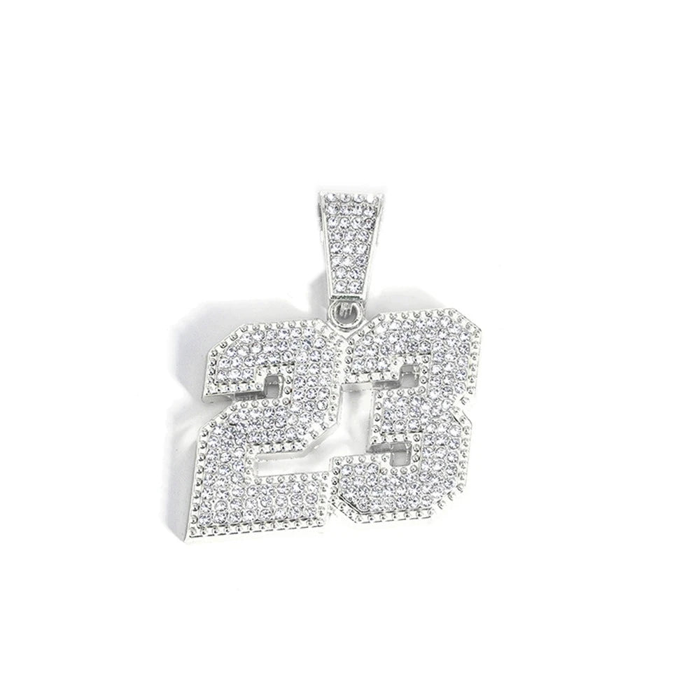 Hip Hop Number Number 23 Pendant Necklaces Strap 4mm Zircon Tennis Chain Men Women Sparkling Necklace Punk Jewelry Fashion Gifts