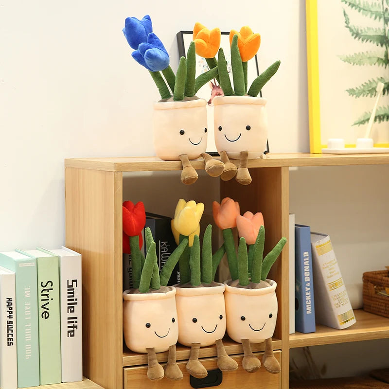 Lifelike Tulip Succulent Plants Plush Stuffed Toys Flower Decorations Floral Bouquet Design  Living Room Decor For Girl Gift