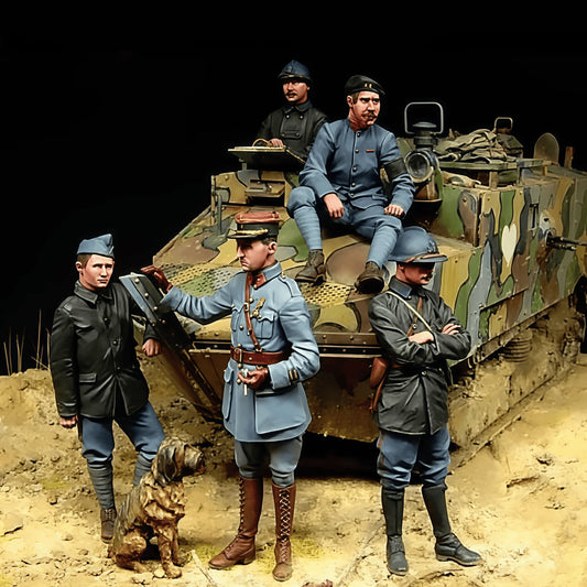 1: 35 Cast Resin Model Assembly Kit Gk, 5 Soldiers From World War II, Unpainted