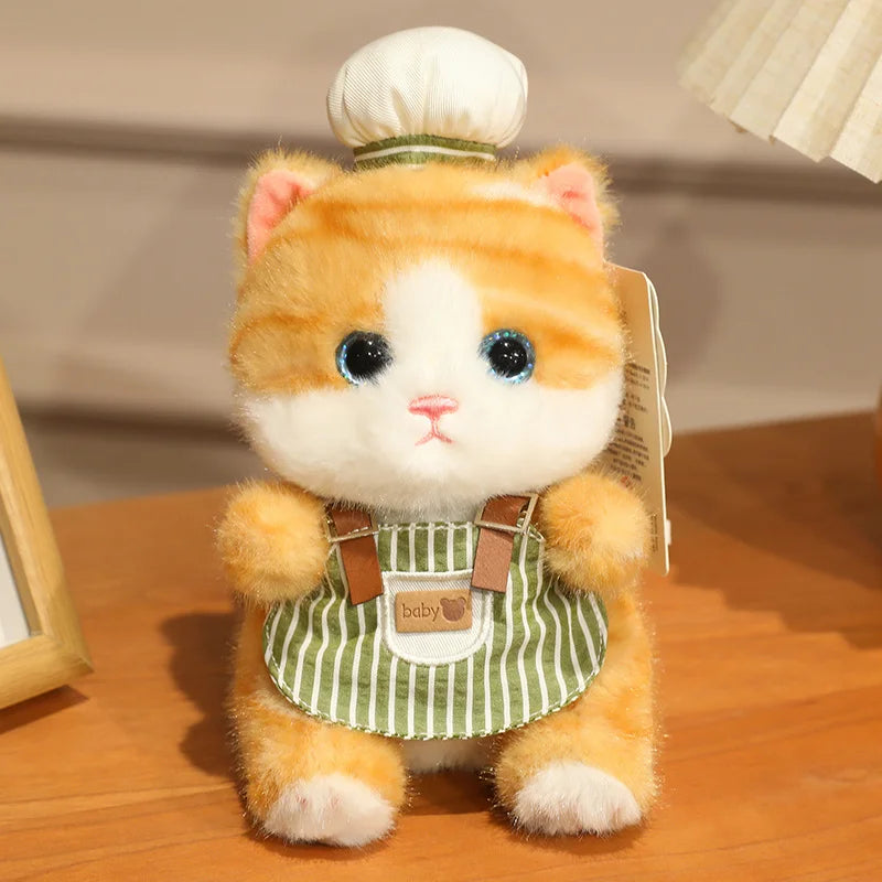 Super Cute Mini Chef Kitten Plush Toys Delicate Handmade Cartoon Pastry Chef Cat Doll Funny Keychain Bags Decro Toys Nice Gift