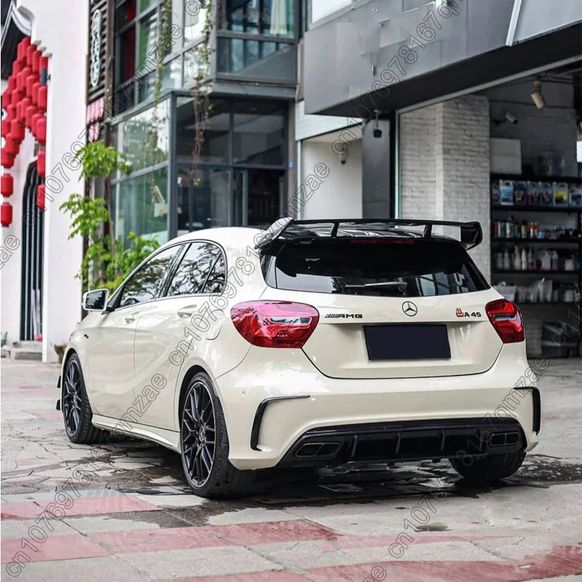 For Mercedes Benz W176 A200 A250 A45 AMG 2013-2018 Hatchback Gloss Black Rear Bumper Lip Spoiler Side Canards Splitter Body Kit