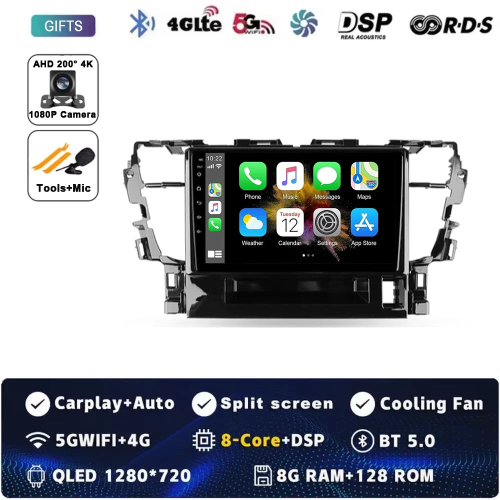 For Toyota Alphard H30 2015 - 2020 Android 15 Car Radio GPS Navigation QLED Carplay Auto Multimedia Stereo Player BT