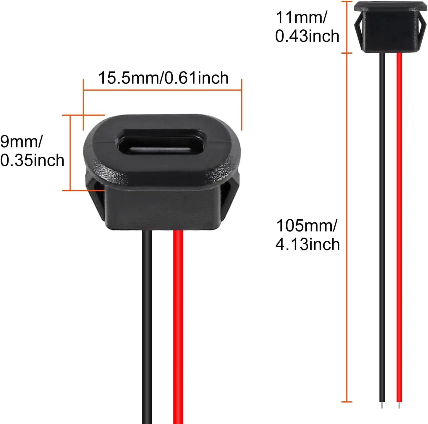 10PCS Type-C Female 2Pin USB Connector Type-C Waterproof with Female Socket Fast Charging Jack Charging Port USB-C Charger Plug