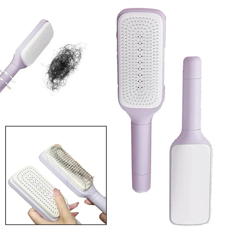 Automatic Cleaning Rotating Hair Comb Massage, Women's Anti-static Hair Comb