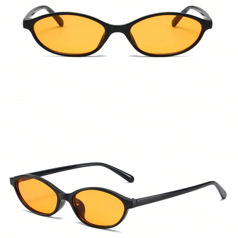 Women's Street Retro Small Frame Oval Fashionable Orange Glasses for Outdoor Activities and Bohemian Women's Daily Wear