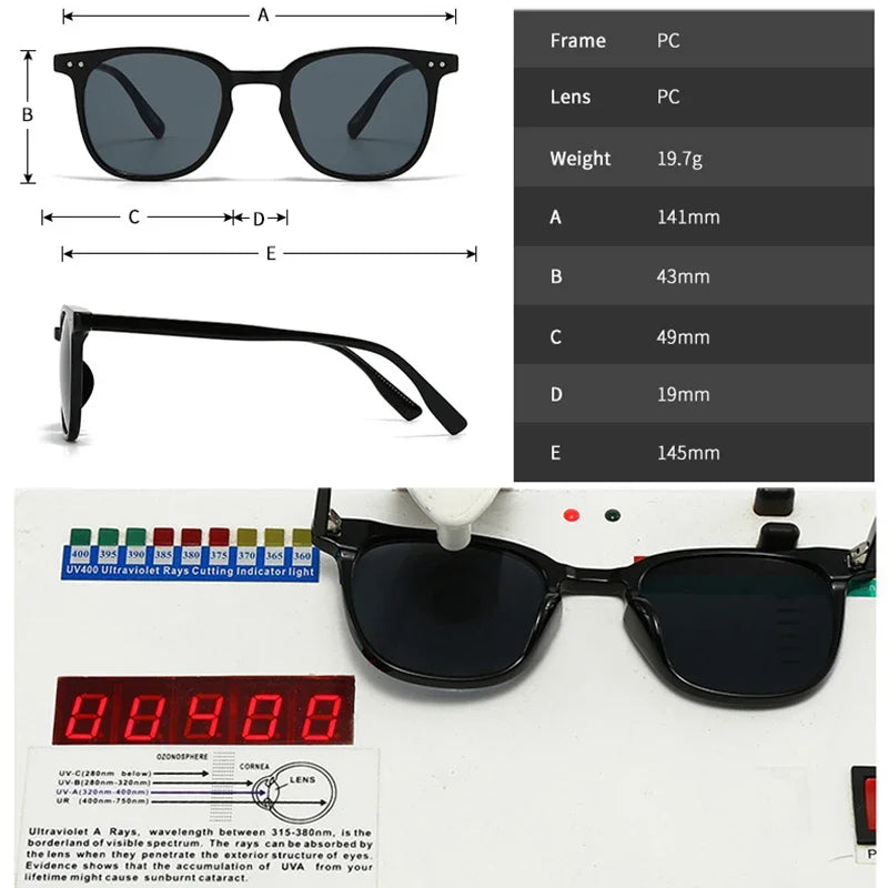 JNPCXI New Fashion Square Sunglasses Women Shades UV400 Retro Gradient Men Black Yellow Rivets Sun Glasses