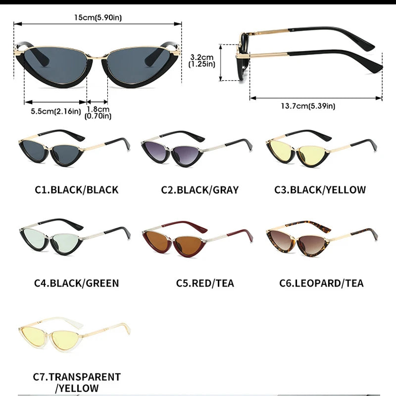 JNPCXI Retro Small Cat Eye Women Sunglasses Fashion Clear Ocean Lens Shades UV400 Men Trending Punk Gradient Sun Glasses