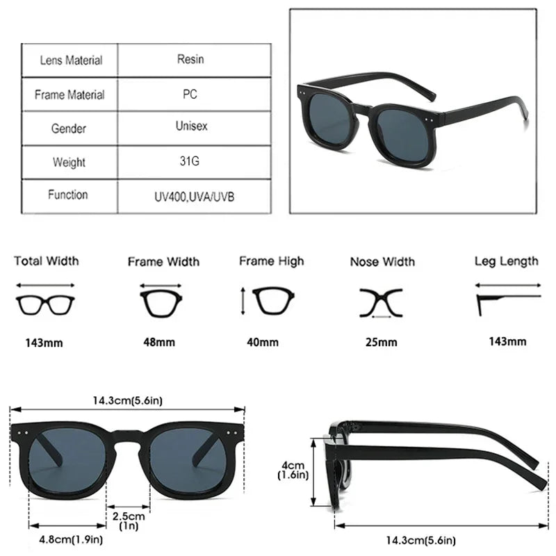JNPCXI Retro Small Square Sunglasses Women Fashion Gradient Gray Tea Shades UV400 Men Rivets Trending Punk Sun Glasses