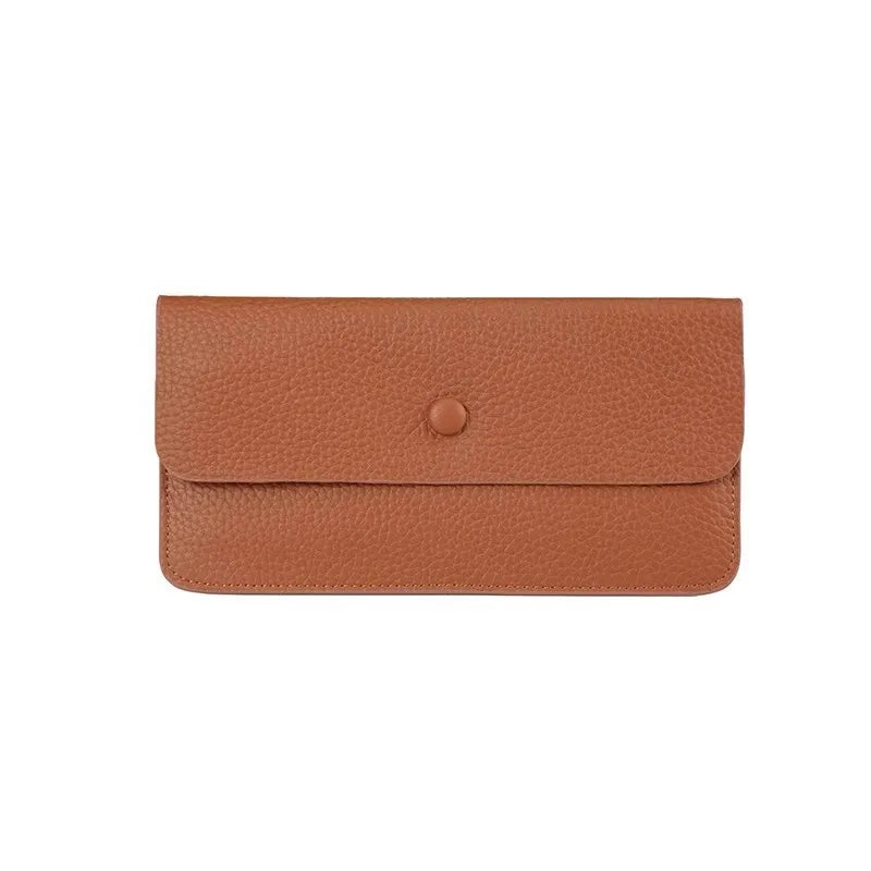 Long Genuine Leather Wallet Women's Versatile Ultra-Thin Soft Leather Cact Money Clip Card Holder Large Cy Holder Clutch Purse