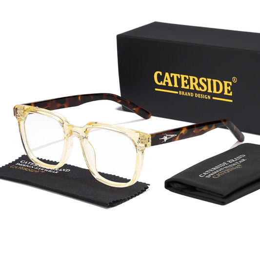 CATERSIDE Anti Blue Light Glasses Men Brand Design TR90 Square Frames Eyewear Women Business Minimalist Fashion Transparent Lens
