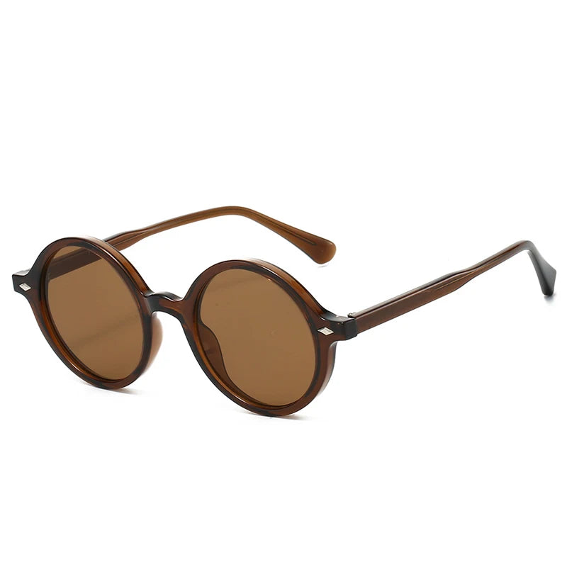 JNPCXI New Retro Round Women Sunglasses Fashion Green Candy Color Shades UV400 Men Trending Rivets Punk Sun Glasses