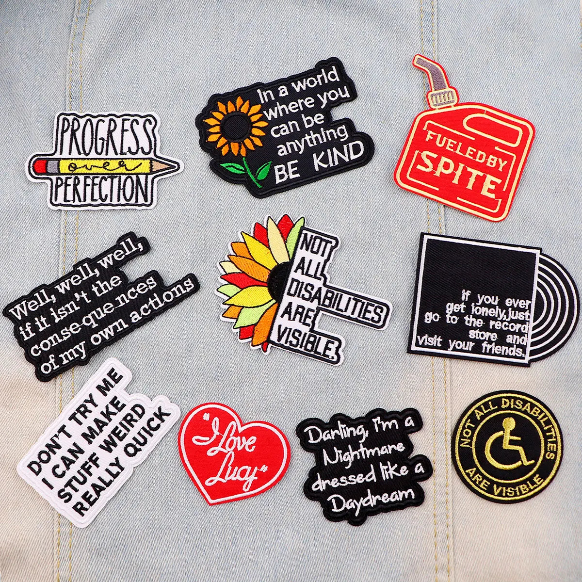 Motivational Phrase Patch Sunflower Iron On Patches For Clothing Patches DIY Applique Embroidered Patch For Jackets Badges