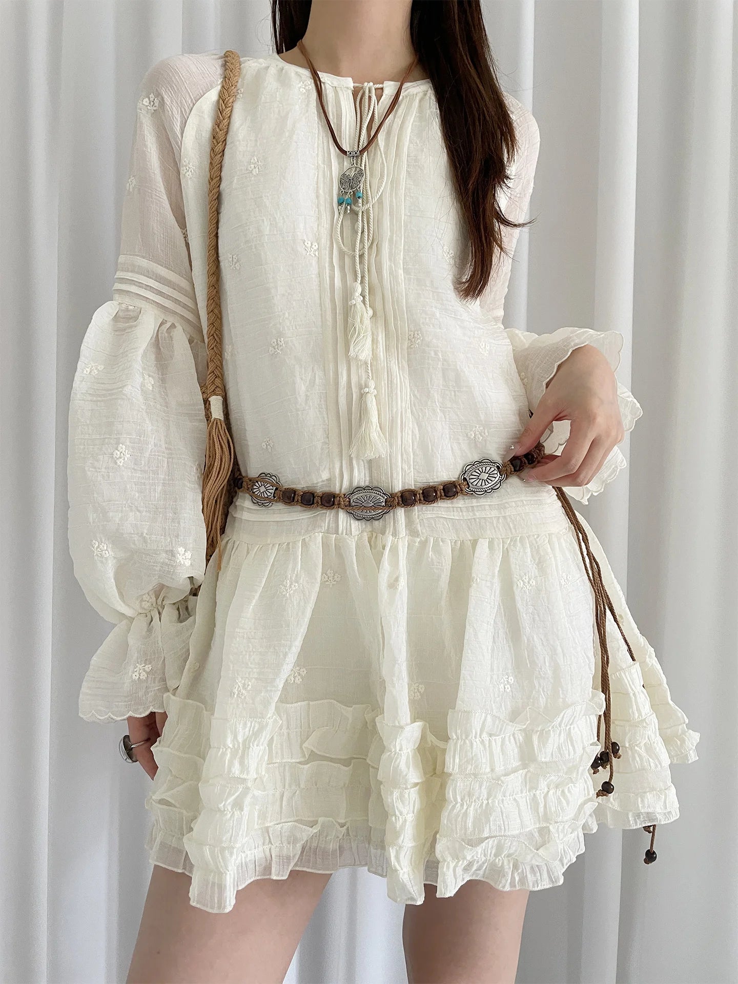 Bohemian Ethnic Style Waist Belt With Wooden Beads For Ladies Thin Waist Rope For Leisure And Vacation