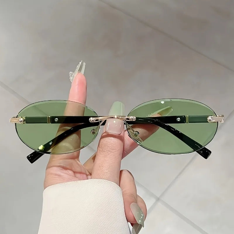 Rimless Cat-Eye Fashion Glasses Lightweight Design for Photography Outings