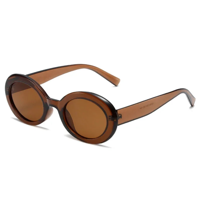 JNPCXI Oval Jelly Color Women Sunglasses Fashion Black Light Tea Shades UV400 Men Trending Gradient Sun Glasses
