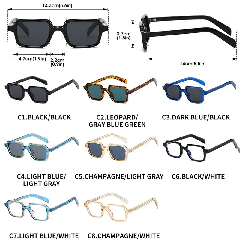 JNPCXI New Square Quality Sunglasses Women Shades UV400 Retro Trending Rivets Men Gradient Sun Glasses