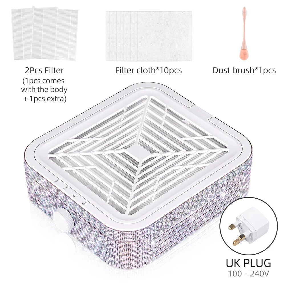 120W Powerful Nail Dust Collector With 2 Filter Super Suction Brushless Nail Dust Extractor Nail Art Manicure Fan Vacuum Cleaner