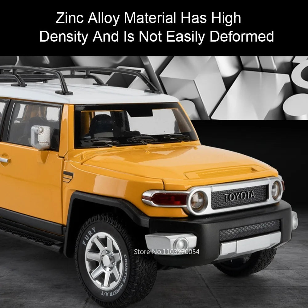 1:24 FJ Cruiser Prado LC250 Car Model Alloy Diecast Toy Doors Opened Sound Light Pull Back Miniature Cars Exquisite Collectibles