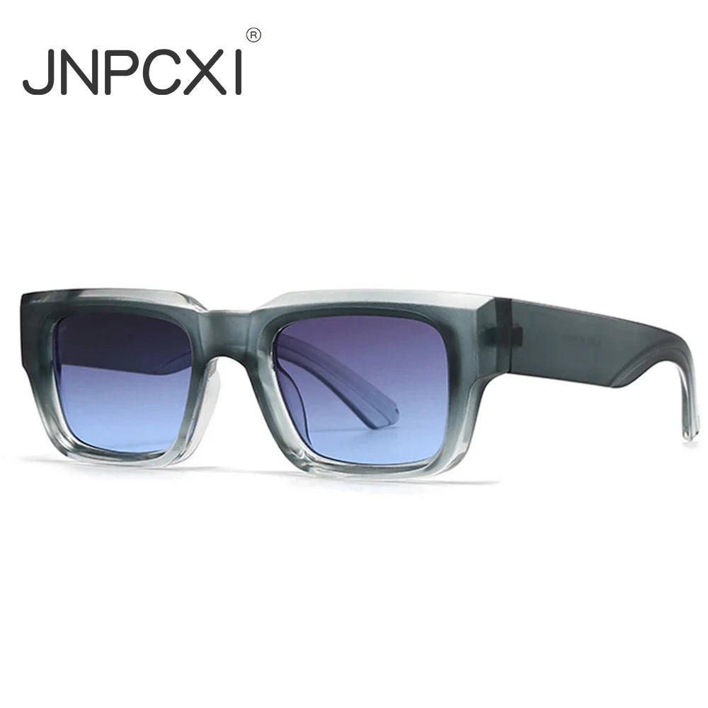 JNPCXI Square Sunglasses Men Punk Wide Legs Eyewear Gradient Green Gray Shades Luxurious Brand Designer Women Sun Glasses