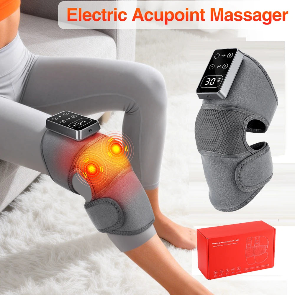 Eletric Knee Massager Heating Pad Vibration Wrap Adjustable Heat Knee Massage Brace Rechargeable Knee Protector Relief Fatigue
