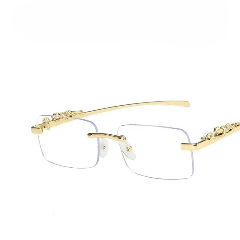 Retro Korean Sunglasses Seaside Cheetah Decorative Frameless Glasses Anti UV400 Gradient Cut Lens Elegant