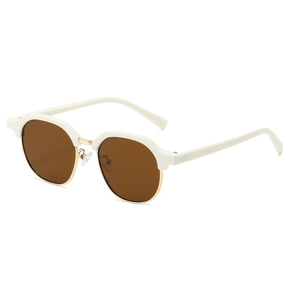 JNPCXI New Ins Popular Fashion Square Semi-Metal Women Sunglasses Shades UV400 Men Trending Clear Lens Frame