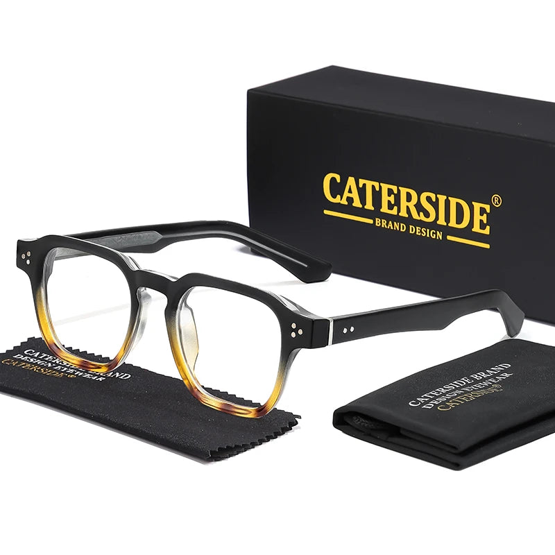CATERSIDE Retro Square Glasses Men Anti Blue Light Core Insert Temple Computer Glasses for Women Luxury Brand Glasses Frame