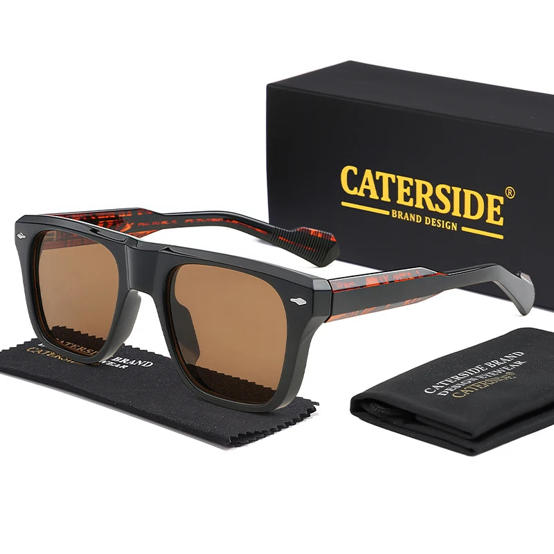 CATERSIDE Trend Sunglasses Men's Large Frame Propionic Core Insert Temple Sun Glasses Women's Party Outdoor Travel Eyewear