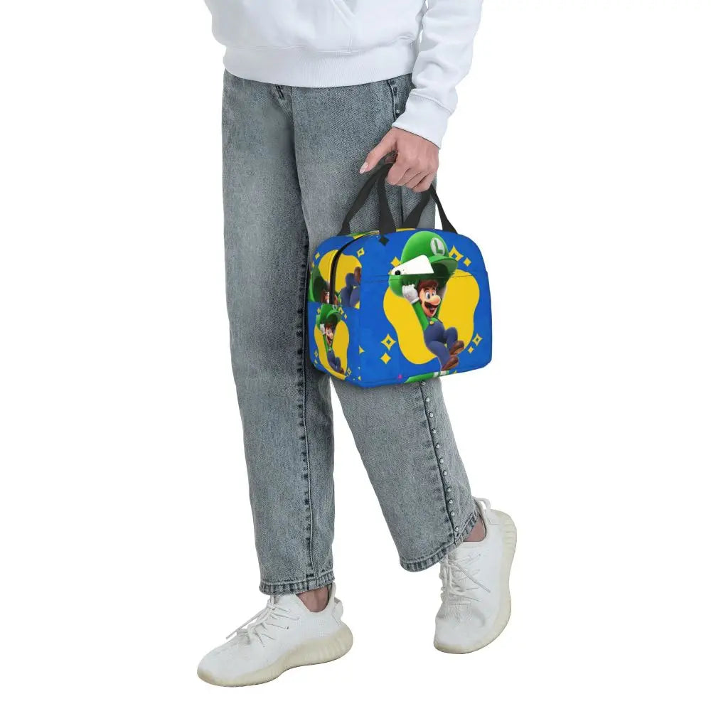 Custom Mario Super Bros Insulated Lunch Bag Reusable Thermal Cooler Lunch Box M3
