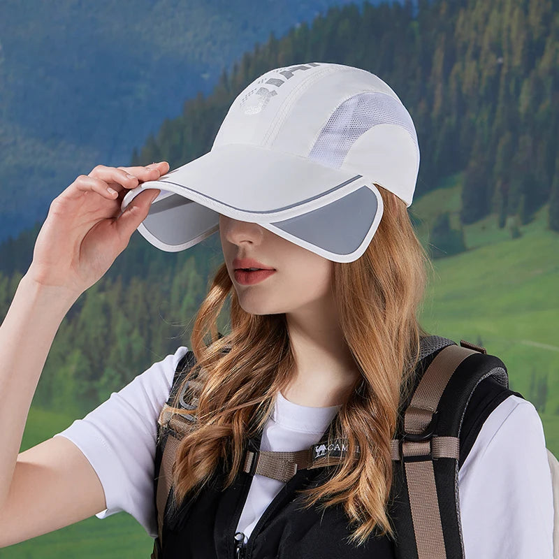 8868Summer protection hat women's outdoor cycling retractable large brimmed visor quick drying waterproof breathable duck tongue