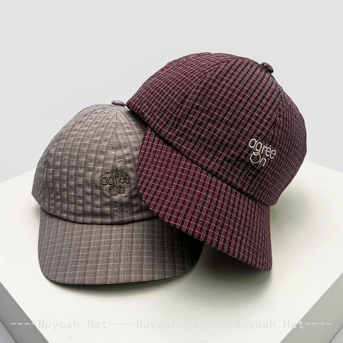 New Men Women Korean Quick-dry Embroidered Letters Baseball Hats Sunshade Plaid Versatile Niche Peaked Caps Fashion Casual ins