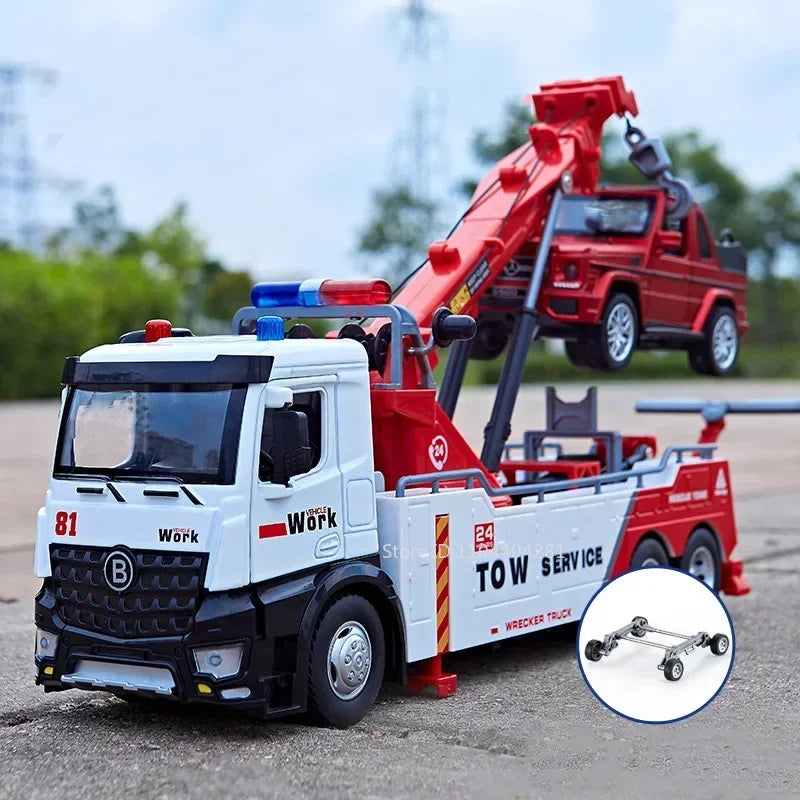 1:18 Alloy Electric City Sanitation Vehicle Hook Truck Toys Car Diecast Model Front End Doors Opened Sound Light Children's Gift